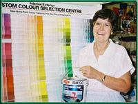 Judy Ellis at the Paint Section, Tahsis Building Supplies